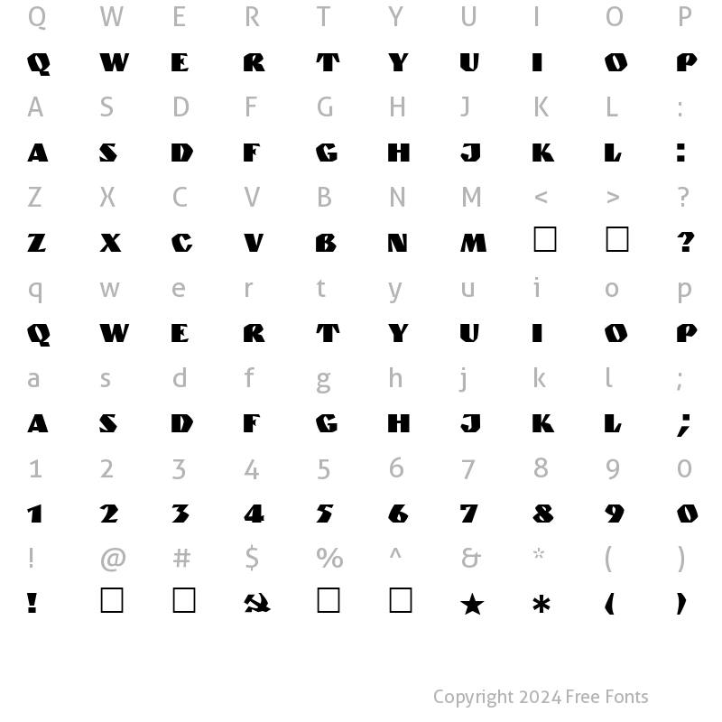 Character Map of Granit Normal