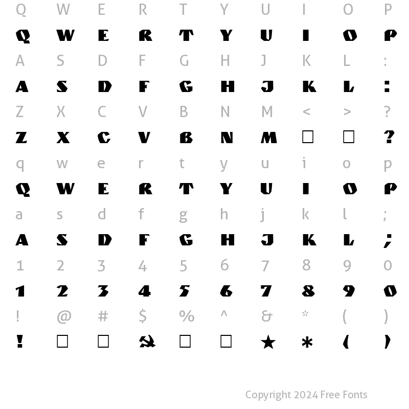 Character Map of GranitC Normal