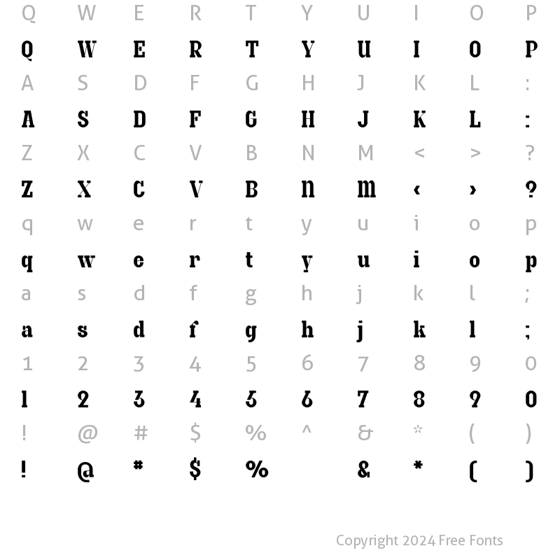 Character Map of Granite Regular