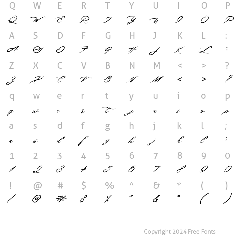 Character Map of Granitto Regular