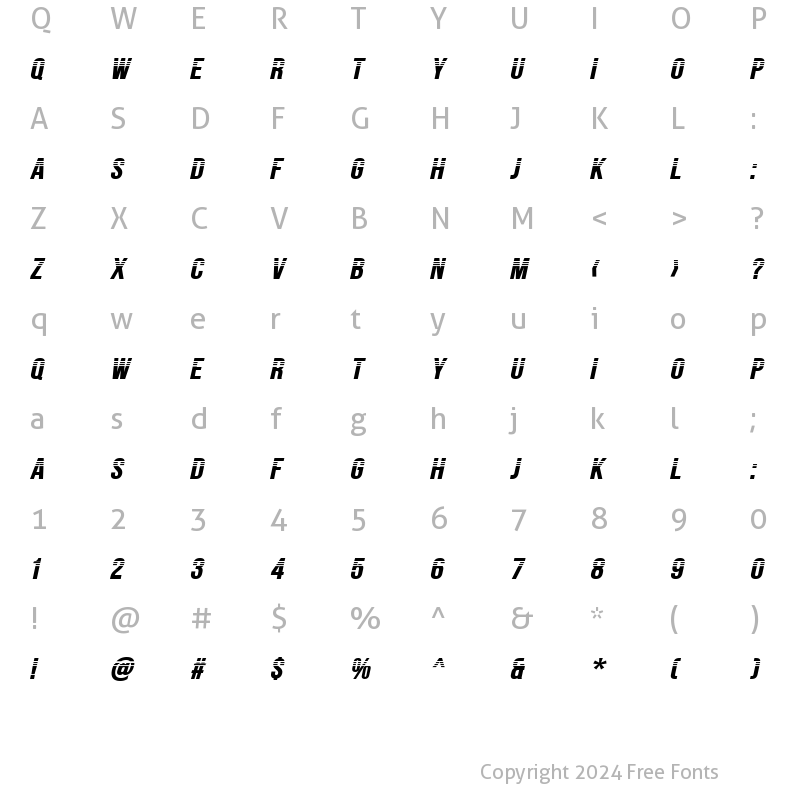 Character Map of Grano Italic