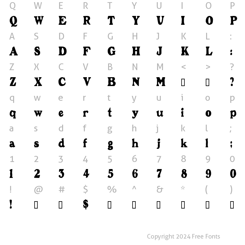 Character Map of GrantCondensed Regular