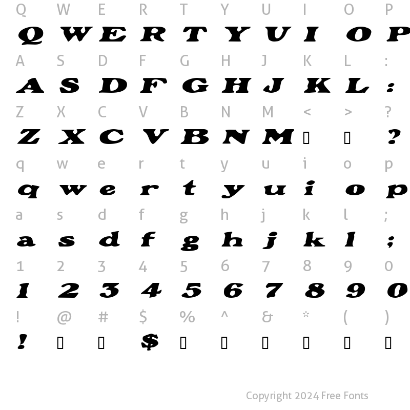 Character Map of GrantExtended Oblique