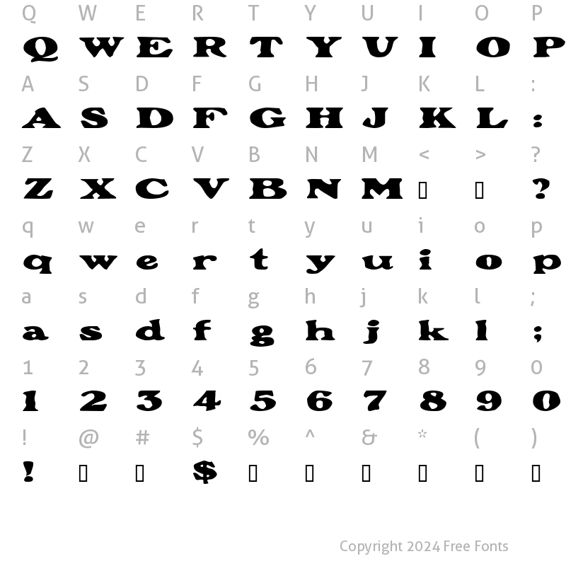 Character Map of GrantExtended Regular