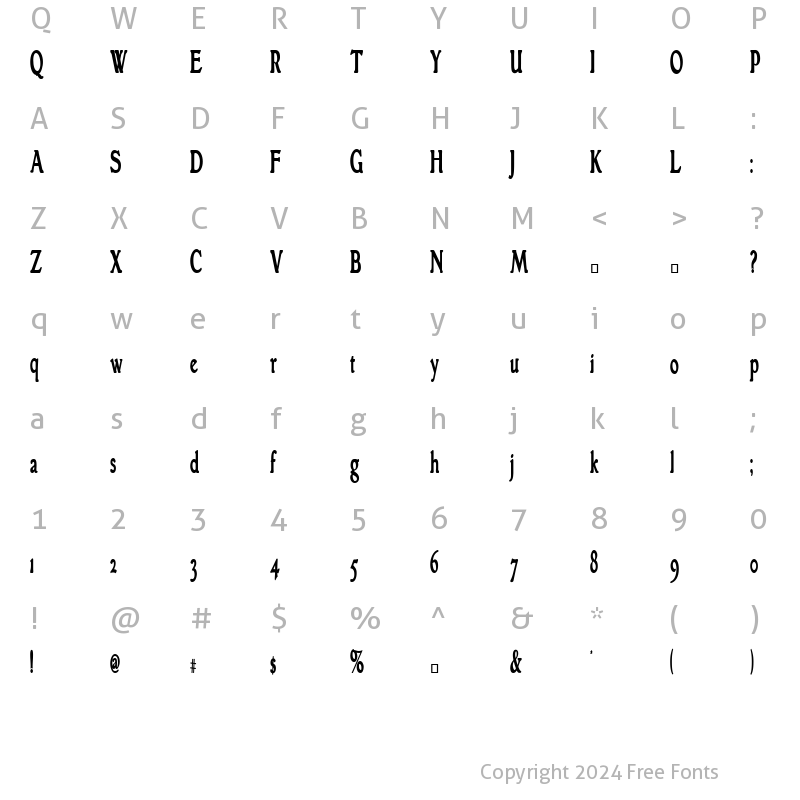 Character Map of GranthamCondensed Bold