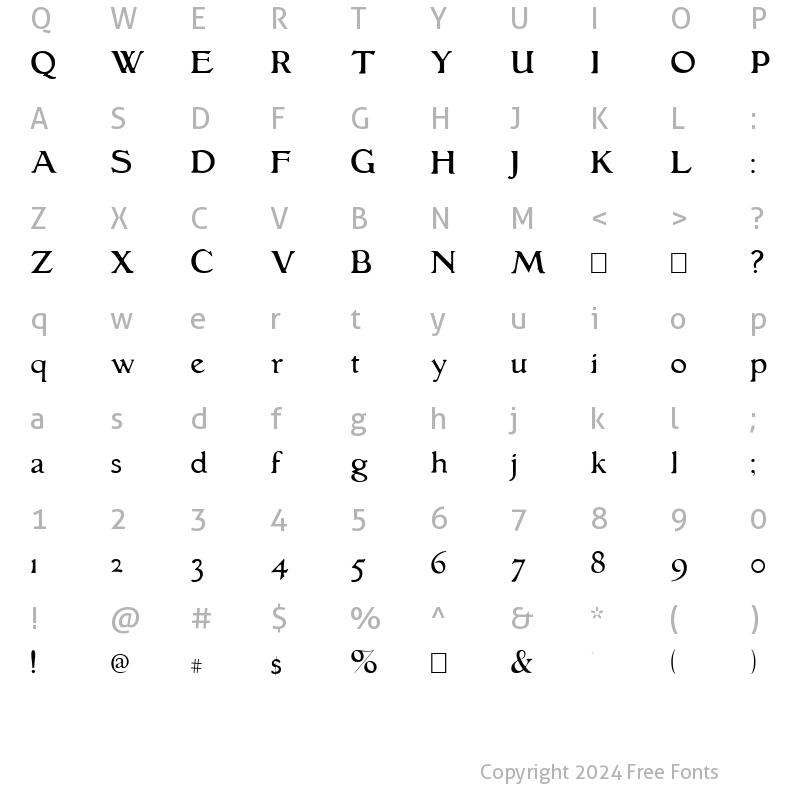 Character Map of GranthamLight Light