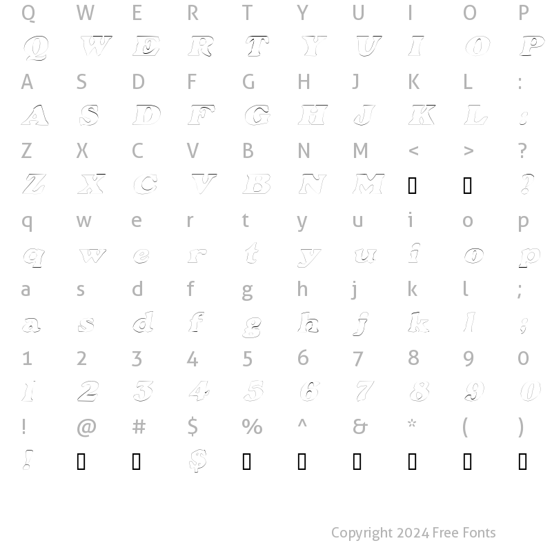 Character Map of GrantOutline Oblique