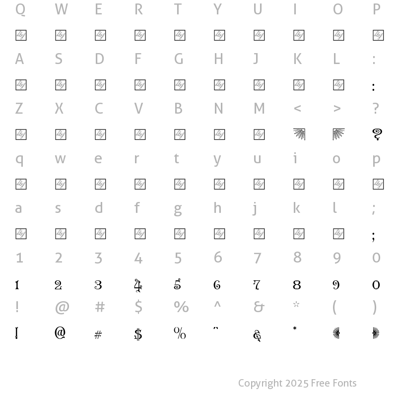 Character Map of GranvilleC Regular