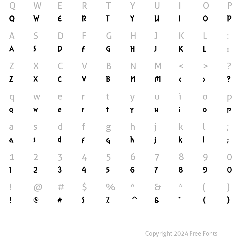 Character Map of Grapefruit ITC Std Regular