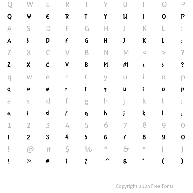 Character Map of GrapefruitITC TT Regular