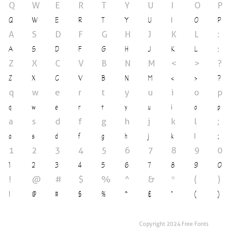 Character Map of Graphite Light Narrow ATT Regular