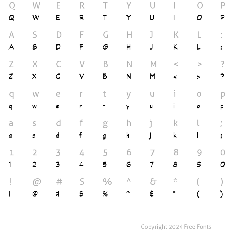 Character Map of Graphite Std Bold Narrow