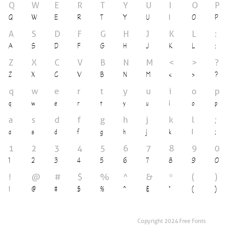 Character Map of Graphite Std Light Narrow