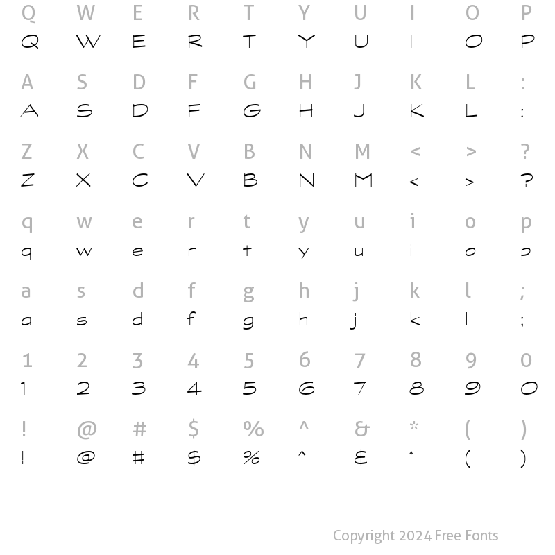 Character Map of Graphite Std Light Wide