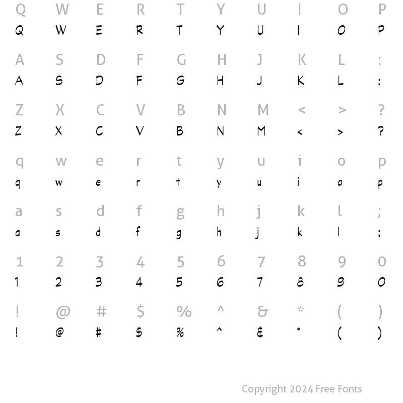 Character Map of Graphite Std Narrow