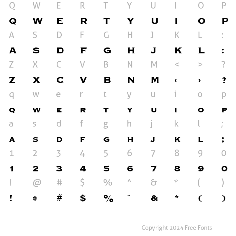 Character Map of Graverplate Extrabold Regular