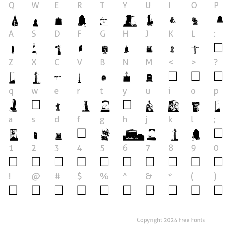 Character Map of Gravestone bats estone bats