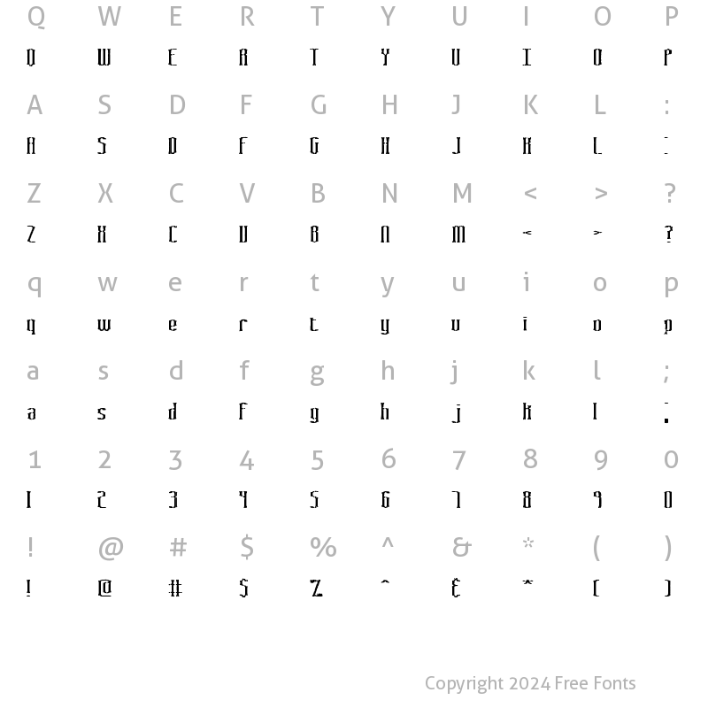 Character Map of Graveyard BRK Regular