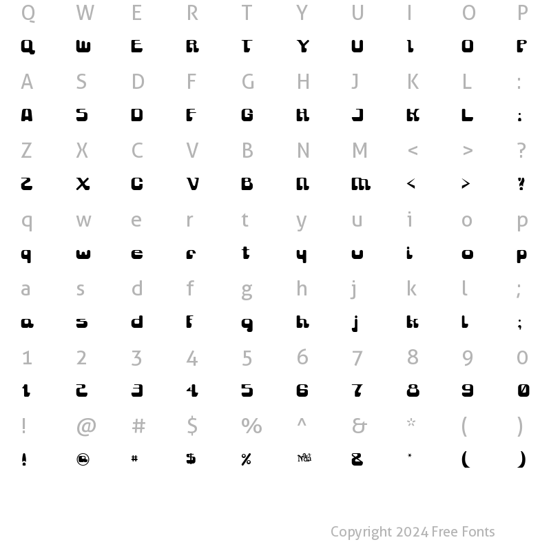 Character Map of Gravity Sucks Regular