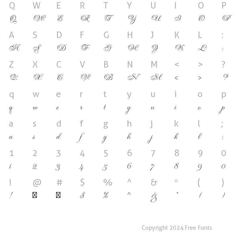 Character Map of Gravura Std Regular