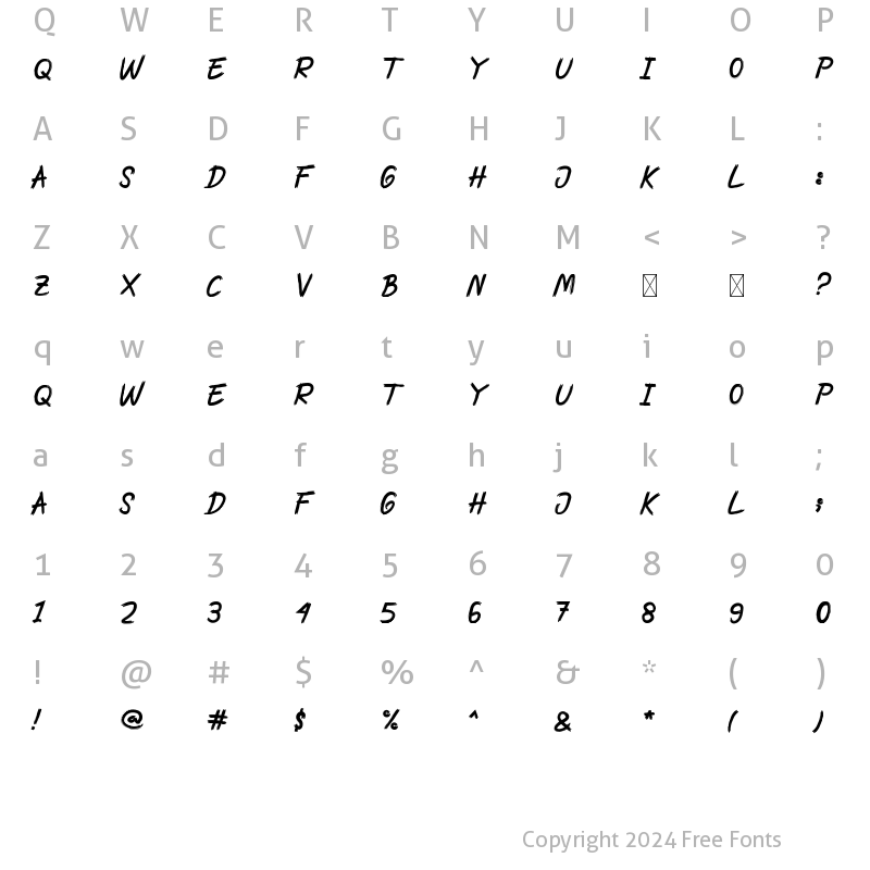 Character Map of Grawust Regular