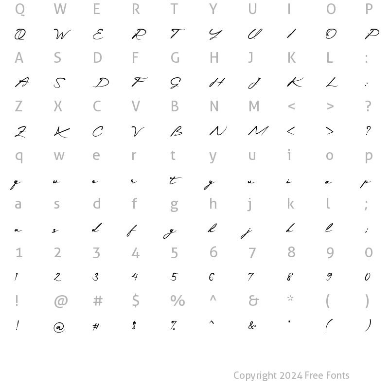 Character Map of Grayphene Regular