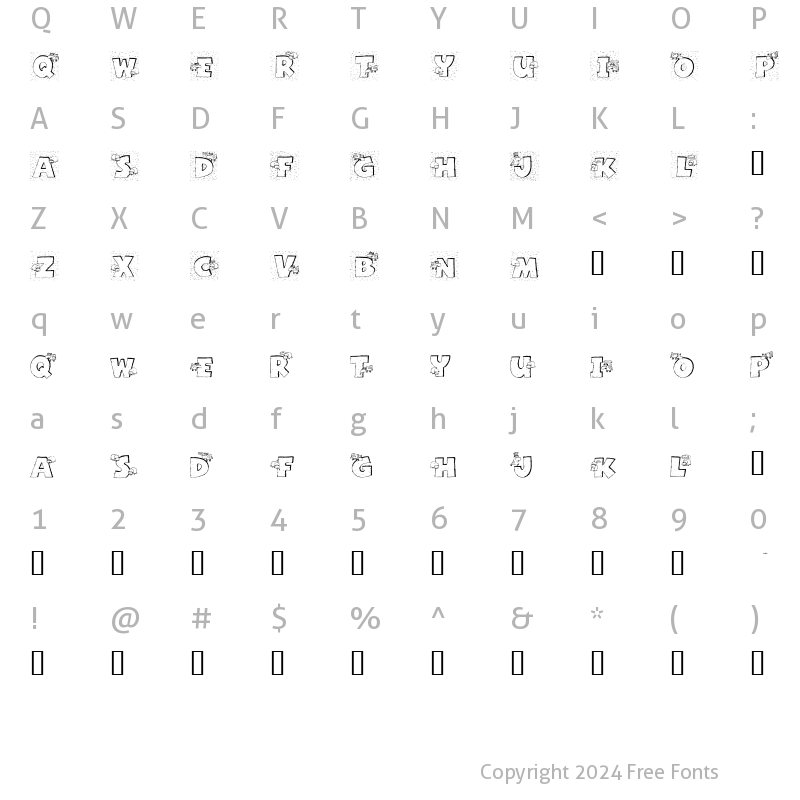 Character Map of Grazing On Grass Regular