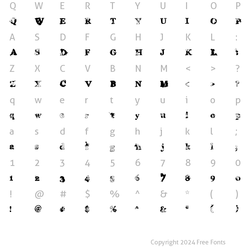 Character Map of Grease Monkey Regular