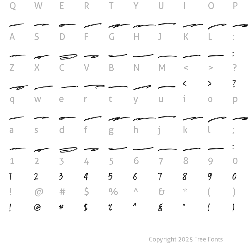 Character Map of Great Bergamo Swash