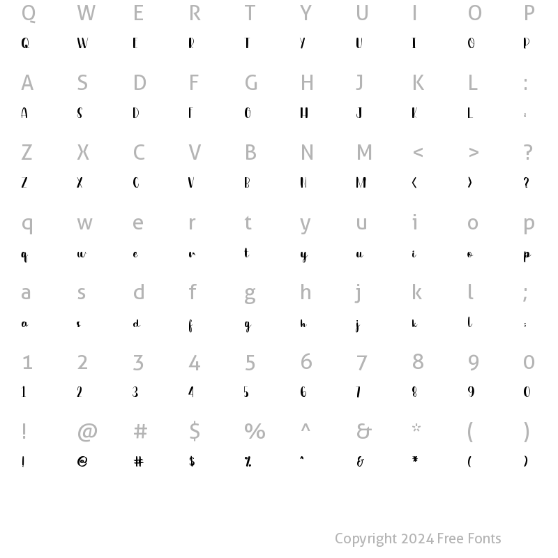 Character Map of Great Meadow Regular