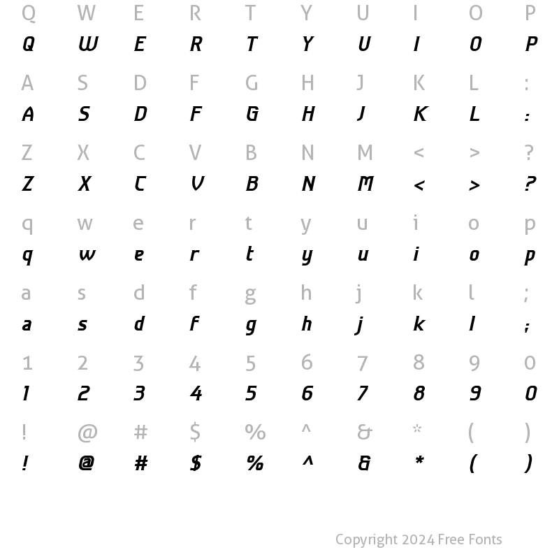 Character Map of Great Valley Bold Italic