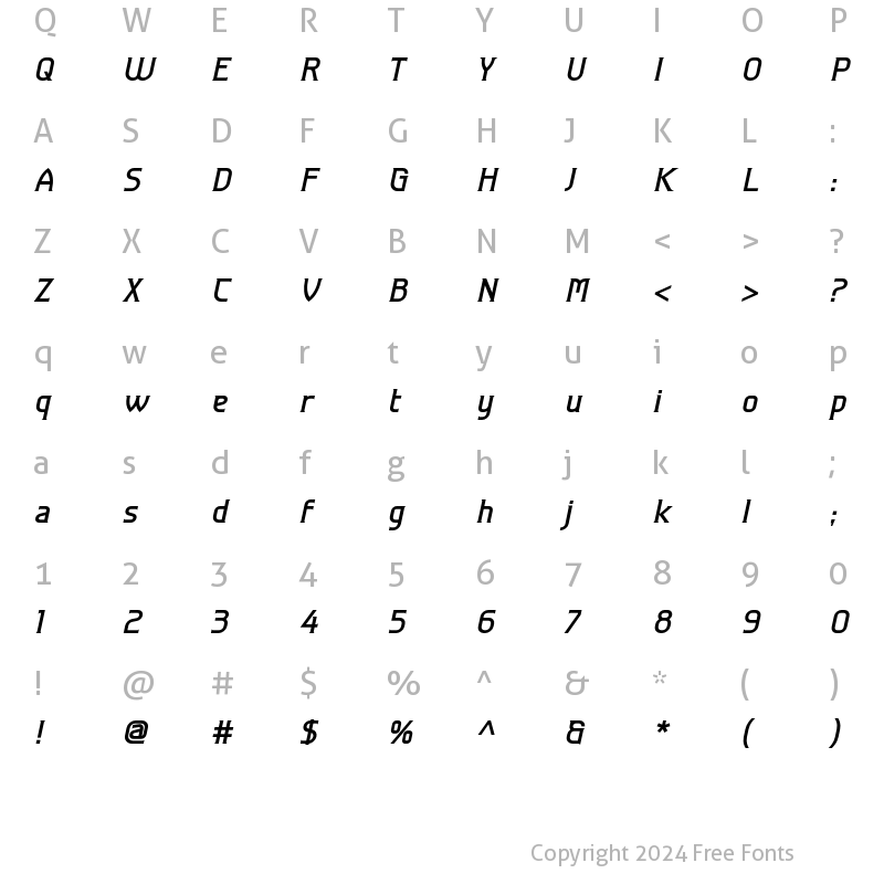 Character Map of Great Valley Medium Italic