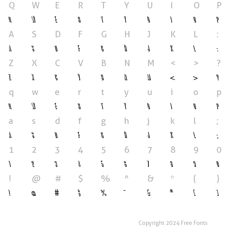 Character Map of GreatReliefBackslant Regular