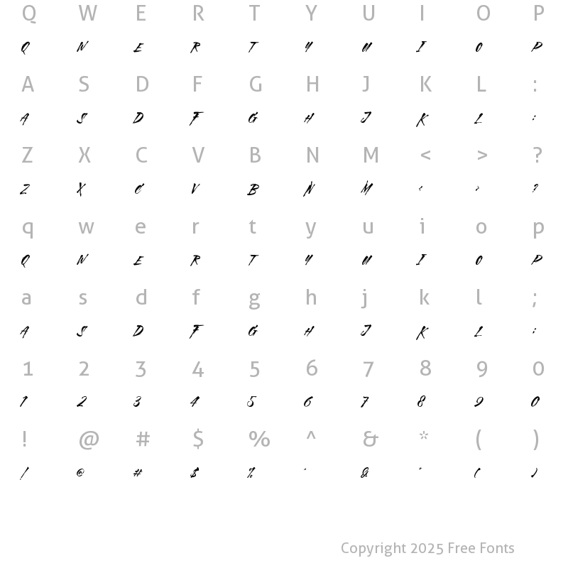 Character Map of greatrock Regular