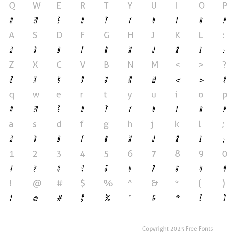 Character Map of GreatShadow Italic