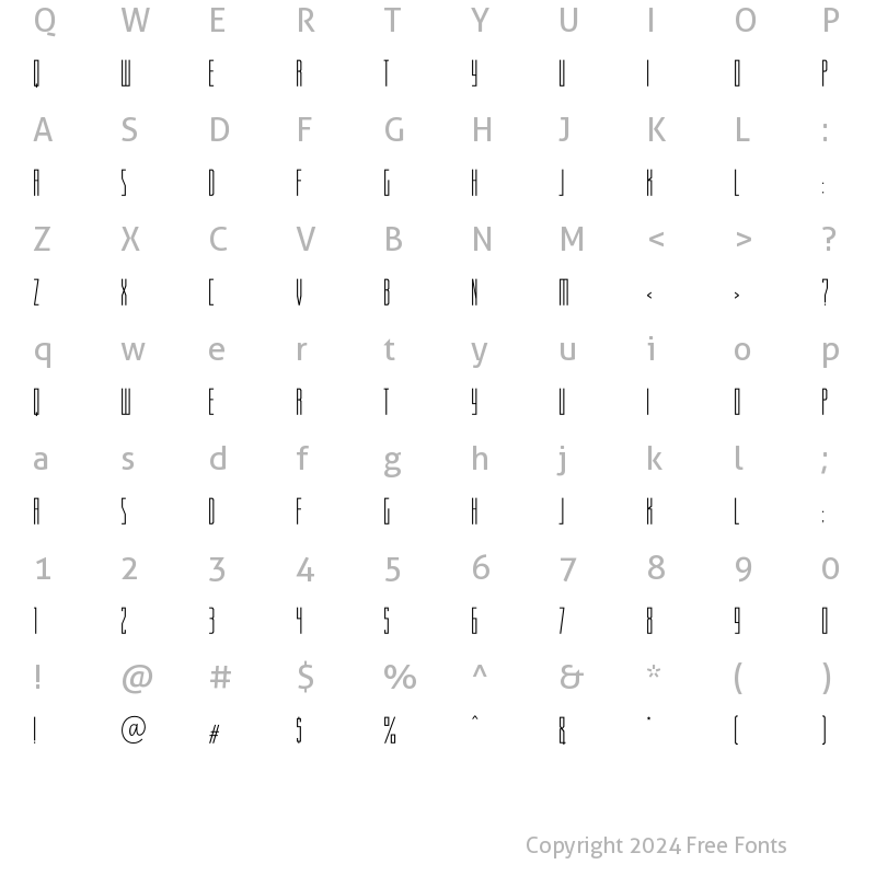 Character Map of Greatwin Regular