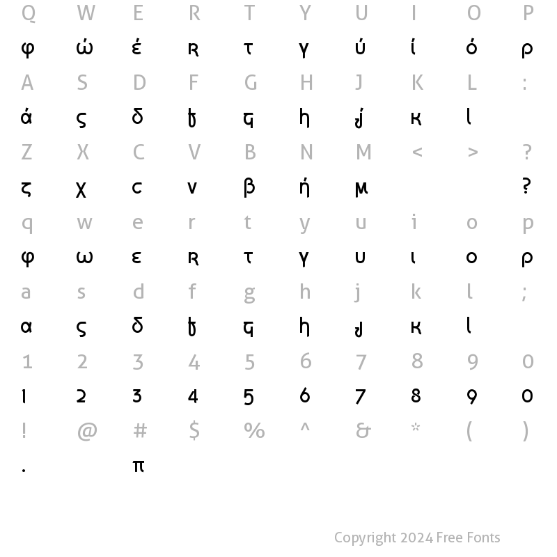 Character Map of Grecian Formula Regular