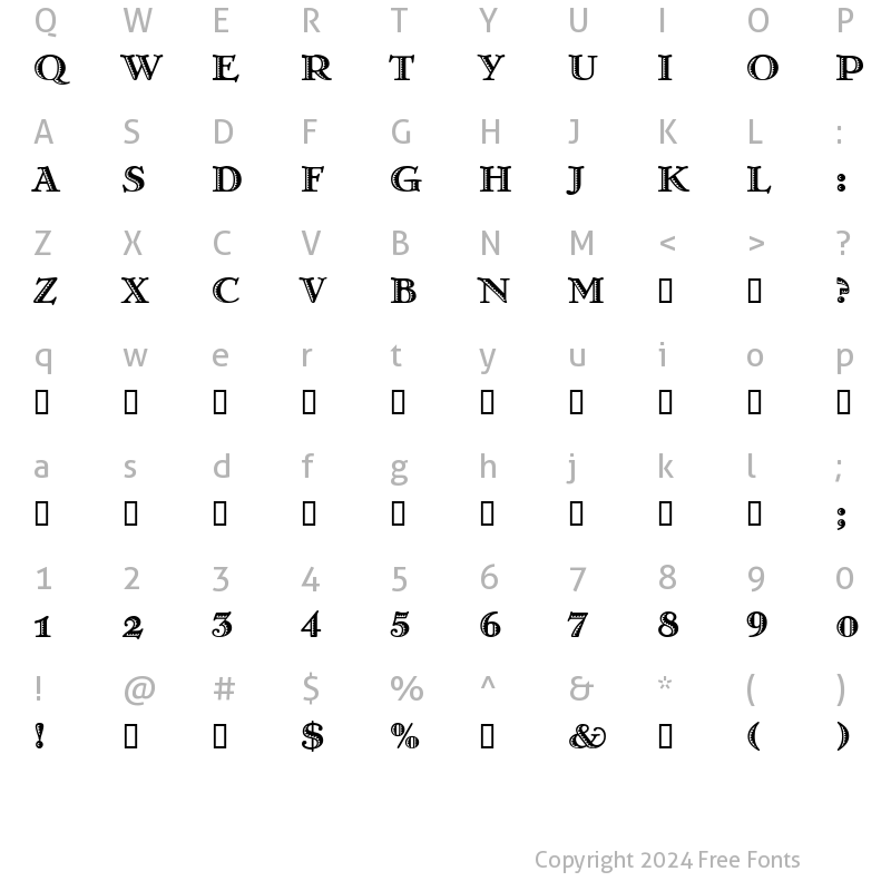 Character Map of Greco Adornado