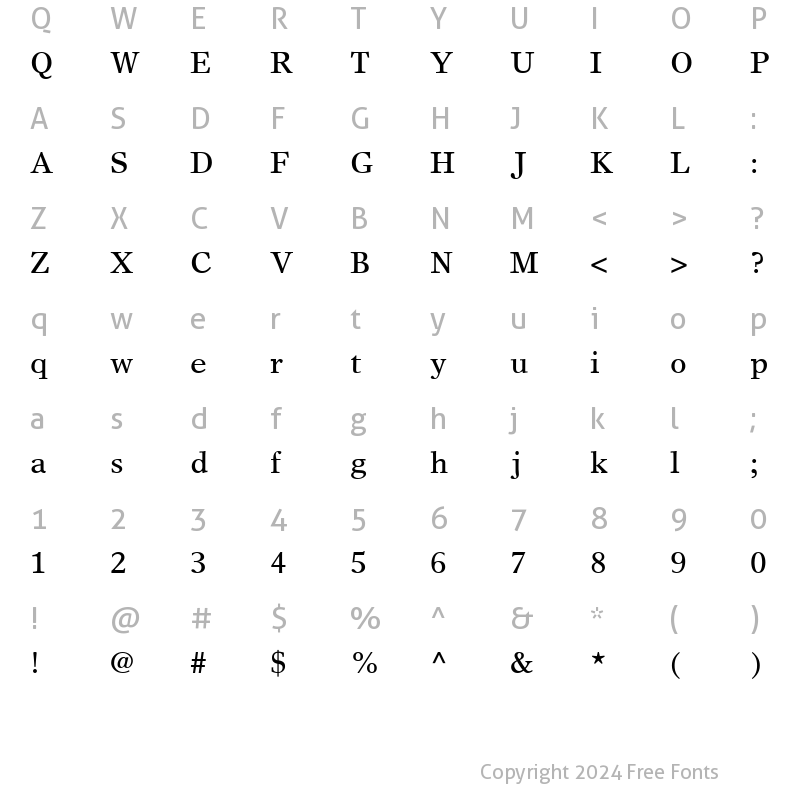 Character Map of Greco Europa SSi Regular