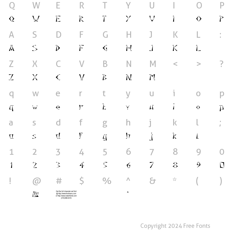 Character Map of Grecques Tryout Regular