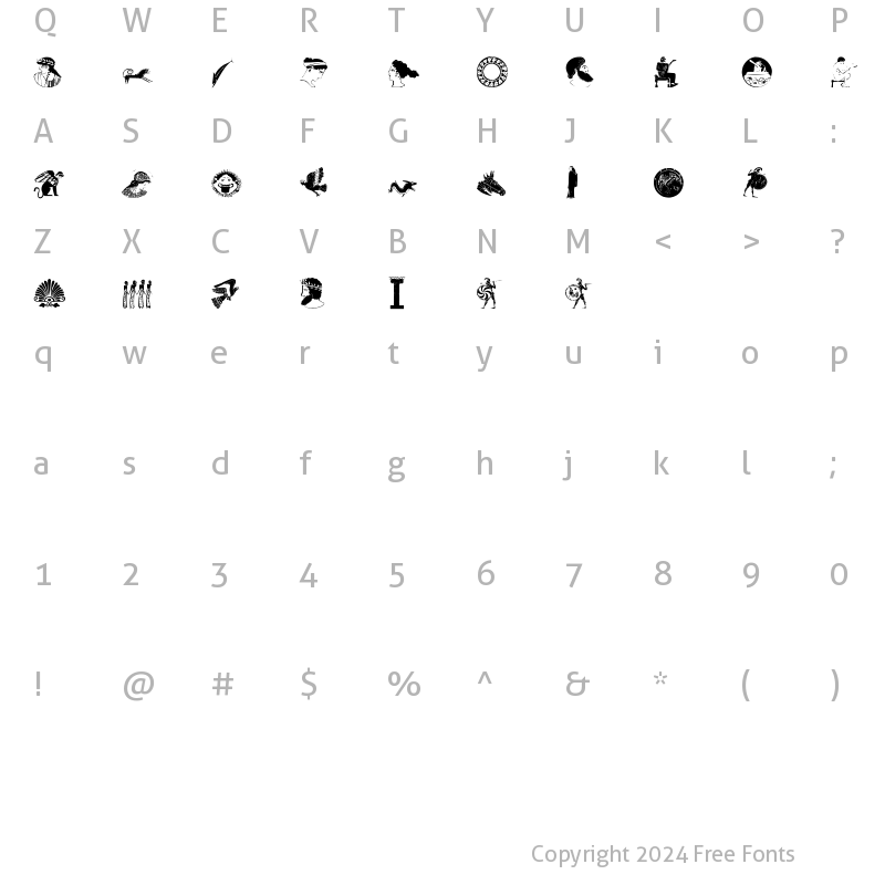 Character Map of greek1 Regular