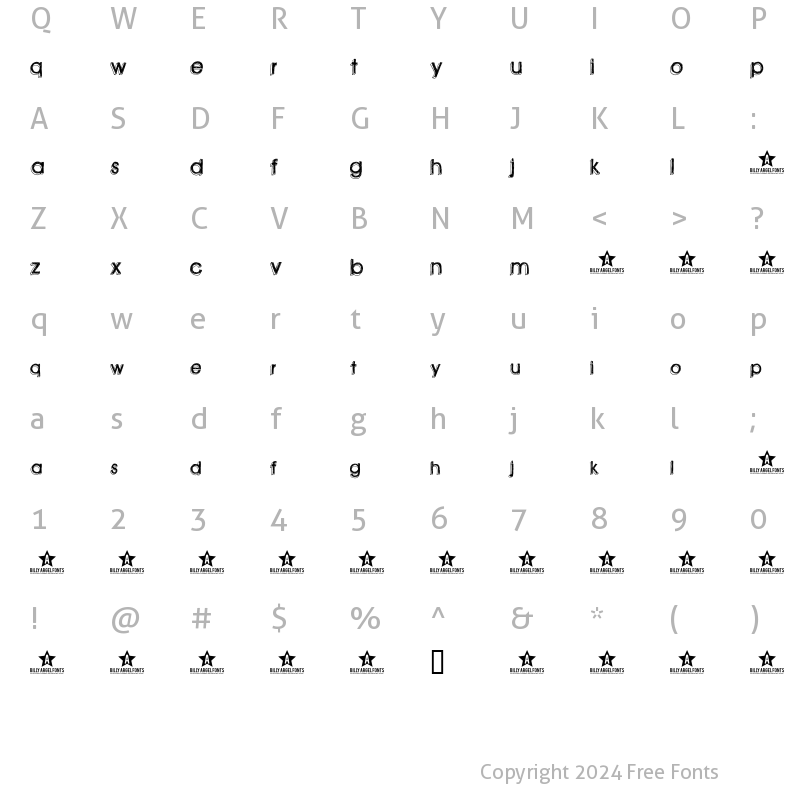 Character Map of green piloww Regular