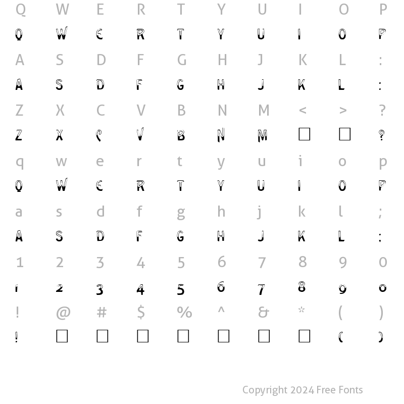 Character Map of Green Regular