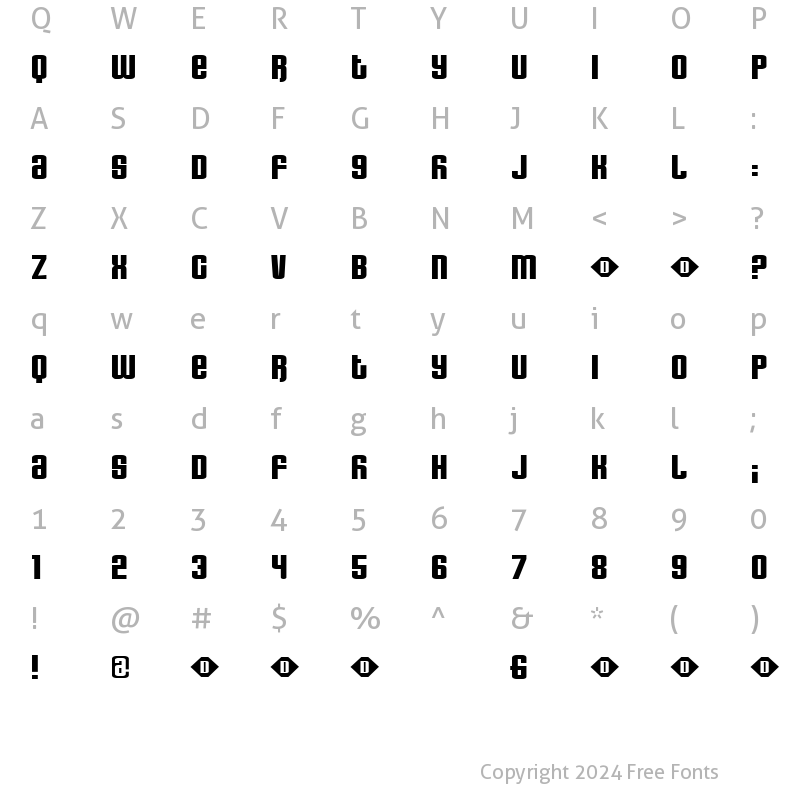 Character Map of GreenAndBlue Regular