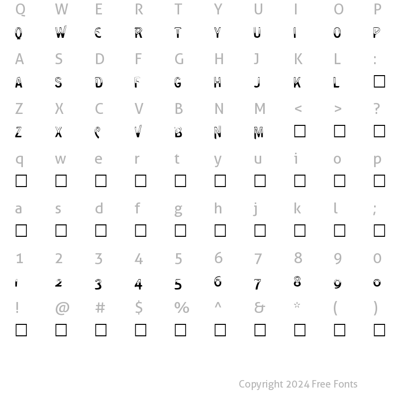 Character Map of GreenCaps Caps:001.001 Caps:001.001