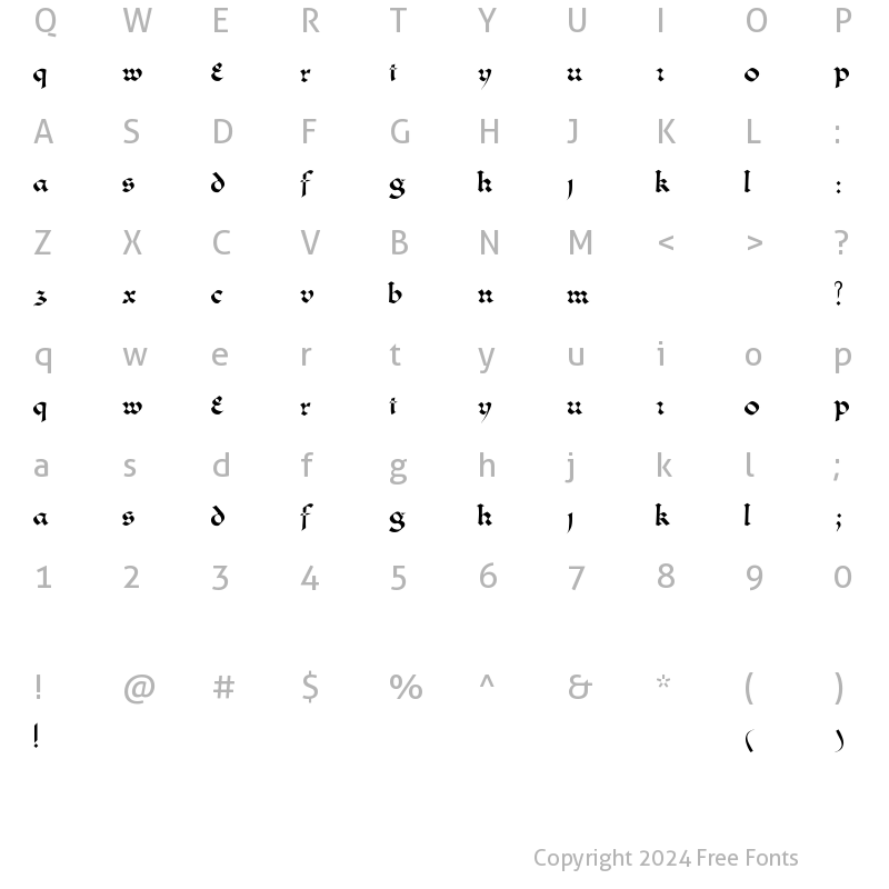 Character Map of Greenowi Regular