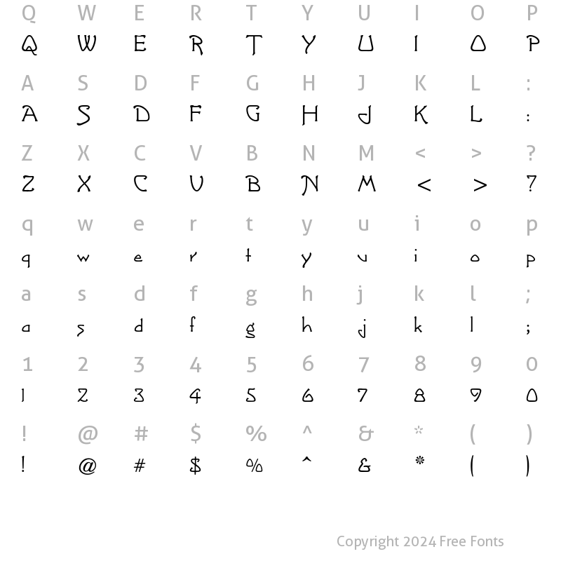 Character Map of Greeting Monotone Std Regular