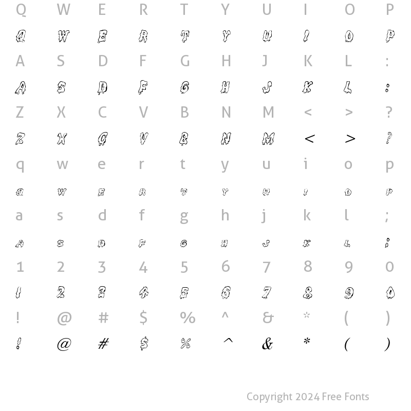 Character Map of Gremlin Italic