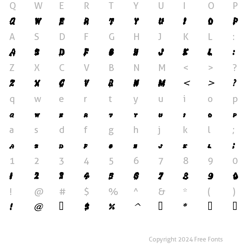 Character Map of Gremlin Solid BoldItalic