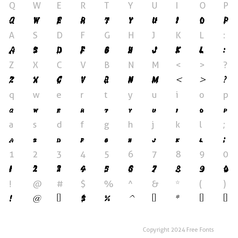 Character Map of Gremlin Solid Italic